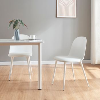 Juego De 2 Sillas De Comedor Kangasala Tapizado Cuero Sintético Plástico Y Metal 81 X 45 X 52 Cm - Blanco [en.casa]