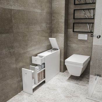 Mueble De Baño Auxiliar Birkenes Aglomerado 60-110x19x55cm - Blanco [en.casa]