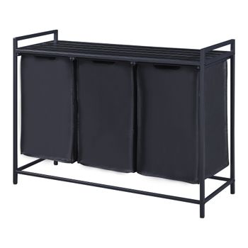 Clasificador De Ropa Saltvik Con 3 Bolsas/ 45 L Metal/poliéster 76 X 103 X 38 Cm - Negro [en.casa]