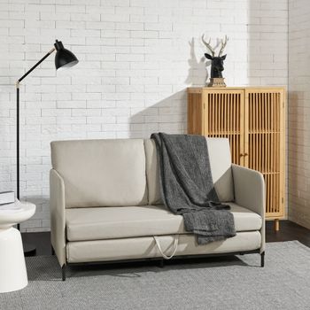 Sofá Cama Soini Plegable Diseño 2 En 1 Espuma Textil Metal 78 X 125 X 67 Cm - Beige [en.casa]