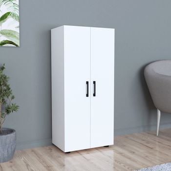 Armario Multiusos En Acabado Blanco 2 Puertas 3 Estantes 61 Cm(ancho) 190  Cm(altura) 35 Cm(fondo) con Ofertas en Carrefour