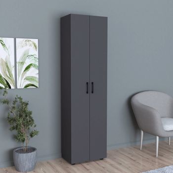 Armario Åsnes Con 2 Puertas Y 5 Compartimentos Aglomerado 178 X 49 X 32 Cm - Antracita [en.casa]