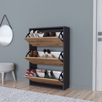 Mueble Zapatero Tivoli Blanco y Roble 