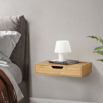 Estante De Pared Bokn Con Cajón Hasta 5 Kg Bambú 40 X 24 X 8 Cm - Natural [en.casa]