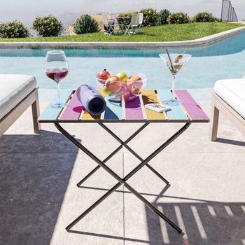 Mesa Plegable Camping Cavallino 60x40x57cm Pino/metal - Multicolor [en.casa]