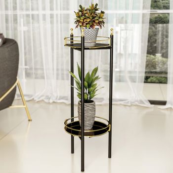 Soporte Para Plantas Oulainen Metal 79x28x28 Cm - Negro/dorado [en.casa]