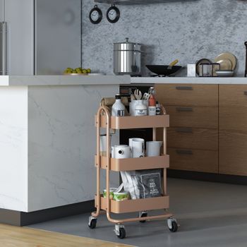 Carro De Cocina Ruedas De Mdf Acero Pp Homcom 60,5x35,5x75 Cm-negro con  Ofertas en Carrefour