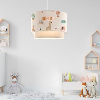 Lámpara Colgante Infantil Lurgan 1xe27 20 W Motivo De Jirafa Plástico Tela 70xø30 Cm Blanco [lux.pro]