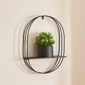 Soporte Para Plantas Vestby Con 1 Macetero Metal 56x39x15 Cm - Negro [en.casa]