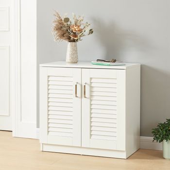 Mueble Zapatero Løten 3 Compartimentos Para 6 Pares Mdf 62 X 63 X 36 Cm - Blanco [en.casa]