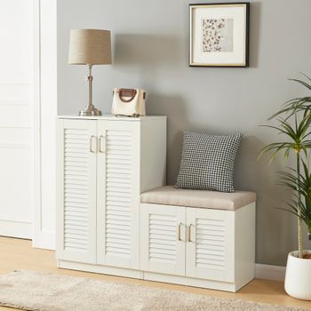 Mueble Zapatero Løten 9 Compartimentos Para 18 Pares Mdf 97 X 120 X 36 Cm - Blanco [en.casa]