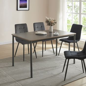 Mesa De Comedor Lindesberg 4 Personas Acero Mdf 120x70x75 Cm - Gris Negro [en.casa]