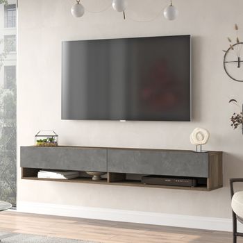 Mueble Tv 2 Cajones 2 Estantes – Negro Acabado En Brillo Led 16 Colores –  160 X 53 X 35cm – Selma con Ofertas en Carrefour