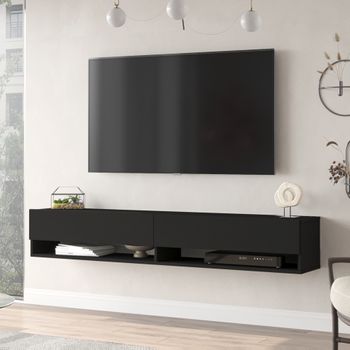 Mueble Modular de Pared Salón Estantería Thin Con LED Y Push - Click  Sistema