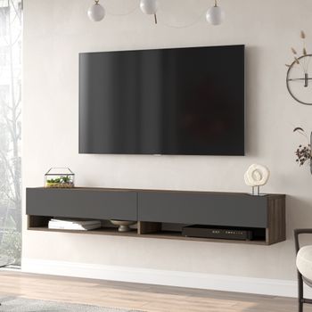 Mueble Tv Suspendido Laitila Aglomerado 140x32x30 Cm Roble Rústico  [en.casa] con Ofertas en Carrefour