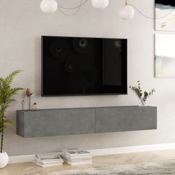 Mueble Tv Suspendido Laitila Aglomerado 180x32x30 Cm - Roble Oscuro Y  Efecto Hormigón [en.casa] con Ofertas en Carrefour