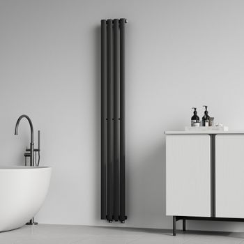 ECD Germany Radiador De Baño Iron EM Design 600 x 1600 mm Blanco Acero,  Calentador Secador