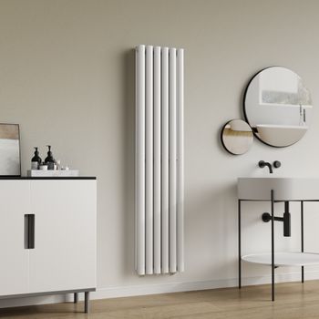 Radiador monocapa de baño antracita 300 x 1600 mm con conexión central a  pared