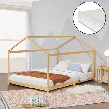 Cama Para Niños Cerro En Forma De Casa Madera Pino 120 X 200 Cm - Blanco  [en.casa] con Ofertas en Carrefour