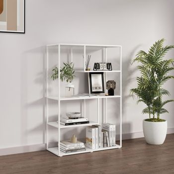 Librería Sievi De 4 Niveles Acero 126x85x35cm - Blanco Mate [en.casa]