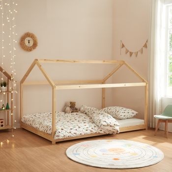 Cama Para Niños Cerro En Forma De Casa Pino 120x200cm - Natural [en.casa]