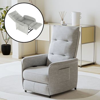 Sillón Relax Reclinable Savukoski Acero Poliéster 102x58x81cm - Gris Claro [en.casa]