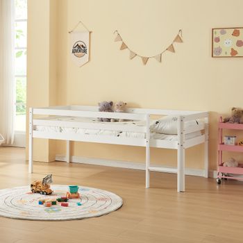 Cama Elevada Para Niños Siikalatva Madera De Pino 90 X 200 Cm - Blanco [en.casa]