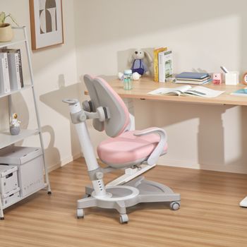 Silla De Escritorio Infantil Partille Ajustable En Altura Metal Plástico - Rosa [en.casa]