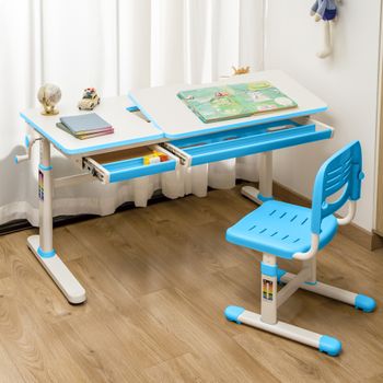 Escritorio Infantil Sauda Regulable En Altura Metal 120x60cm - Azul/blanco [en.casa]