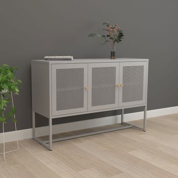 Aparador Sund Con 3 Puertas De Malla Acero 120x40x80cm - Gris [en.casa]