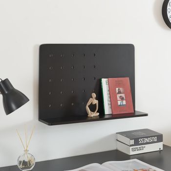 Estante De Pared Dønna Con Panel Perforado 60x15x40cm - Negro [en.casa]