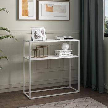 Mesa Consola Kuhmo Con Estante Adicional Metal 80x80x30 Cm - Blanco [en.casa]