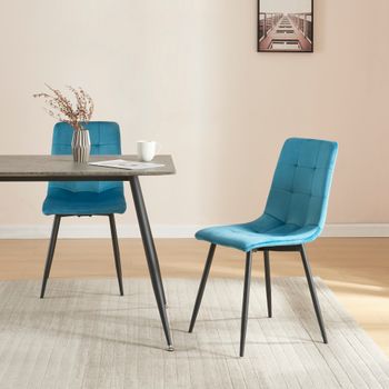 Juego De 2 Sillas De Comedor Lexnitz Terciopelo Y Metal 89x44x45cm - Turquesa [en.casa]