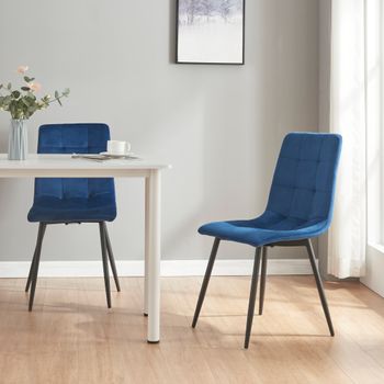 Juego De 2 Sillas De Comedor Lexnitz Terciopelo Y Metal 89x44x45cm - Azul Oscuro [en.casa]