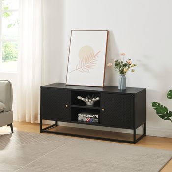 Mueble De Tv Janakkala Con 2 Puertas Acero 120x40x55cm - Negro [en.casa]