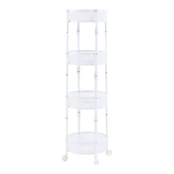 Carrito De Cocina Sørreisa Plegable Con 4 Cestas Redondas Acero 123xø38cm - Blanco [en.casa]