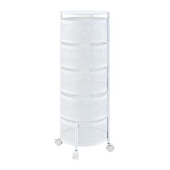 Carrito De Cocina Steigen Con 5 Cestas Redondas Acero 90xø33cm - Blanco [en.casa]