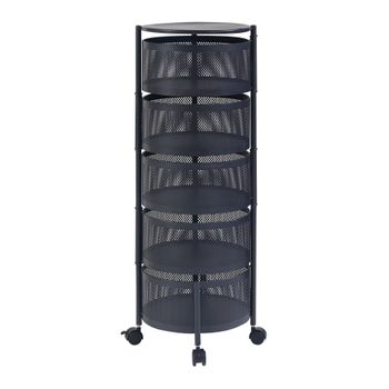 Carrito De Cocina Steigen Con 5 Cestas Redondas Acero 90xø33cm - Negro [en.casa]