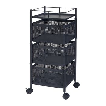 Carrito De Cocina Sunndal Con 3 Cestas Acero  65x27x27cm - Negro [en.casa]