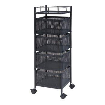 Carrito De Cocina Sunndal Con 4 Cestas Acero 80x27x27cm - Negro [en.casa]