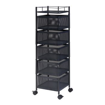 Carrito De Cocina Sunndal Con 5 Cestas Acero  95x27x27cm - Negro [en.casa]