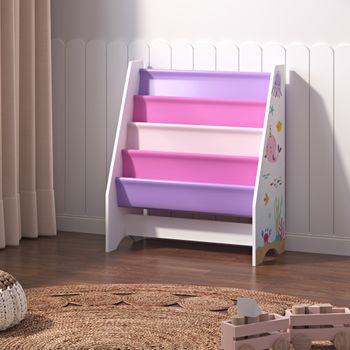 Estantería Para Niños Fisterra 4 Niveles Océano Aglomerado/poliéster 74x62x29 Cm Blanco/rosa [en.casa]