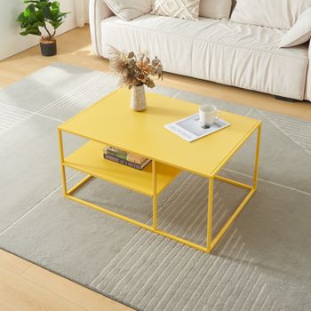 Mesa De Centro Solund Rectangular Acero 45x90x60 Cm - Amarillo [en.casa]