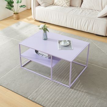 Mesa De Centro Solund Rectangular Acero 45x90x60 Cm - Violeta [en.casa]