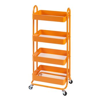 Carro De Servicio Pyhäntä Con 4 Cestas Acero 104x46x35 Cm - Naranja [en.casa]