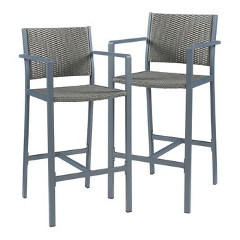 Juego De 2 Taburetes De Bar Avise 113x56x55,5cm - Antracita/gris Oscuro [casa.pro]