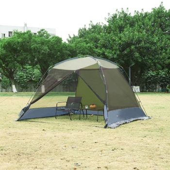 Carpa De Jardín Beekdaelen Poliéster 305x305x213cm - Verde/gris [pro.tec]