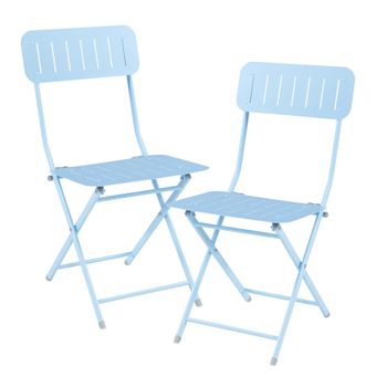 Set De 2 Sillas Plegables Sande Acero 85x42x50cm - Azul Celeste [en.casa]