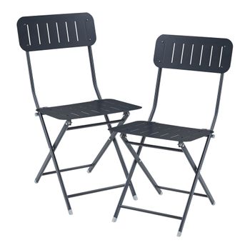 Set De 2 Sillas Plegables Sande Acero 85x42x50cm - Negro [en.casa]