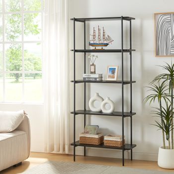 Librería Samnanger De 5 Niveles Aglomerado 180x80x34cm - Negro [en.casa]